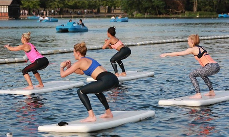 inflatable yoga mat air track on water