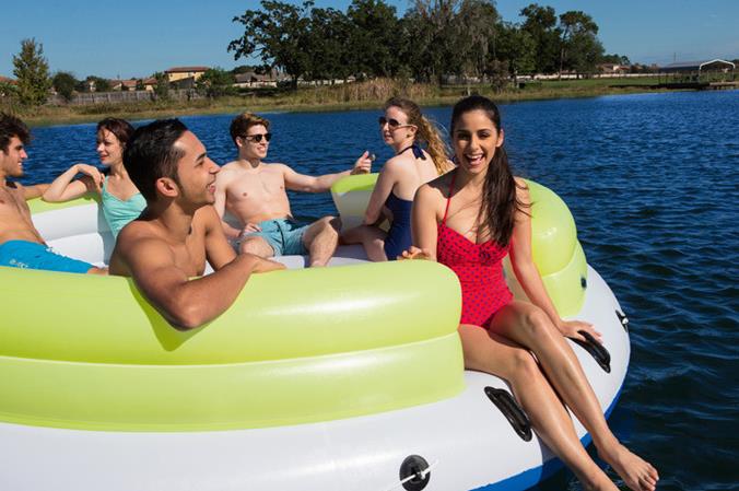 Circle Air Track floating island with friends