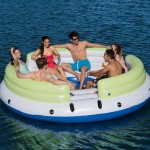 Circle Air Track floating island with friends and family