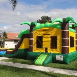 Tropical Rush bouncy house combo with 2 water slide