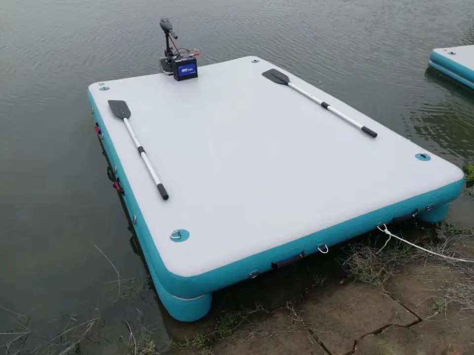 Inflatable swim dock platform