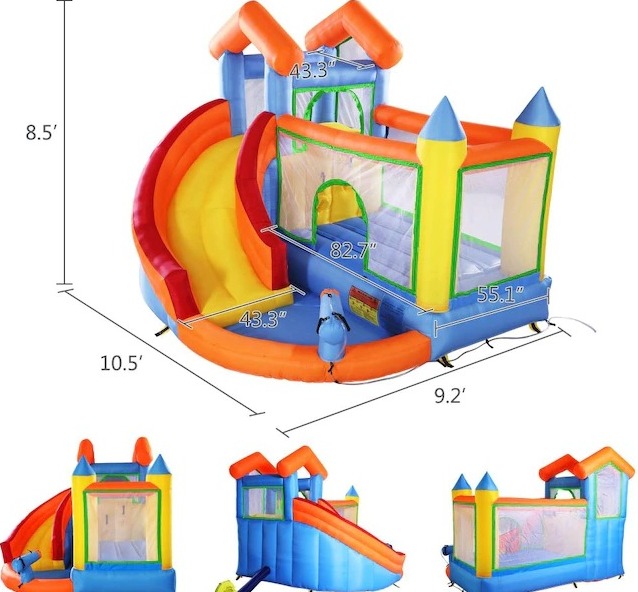 small bouncy castle with water slide for sale